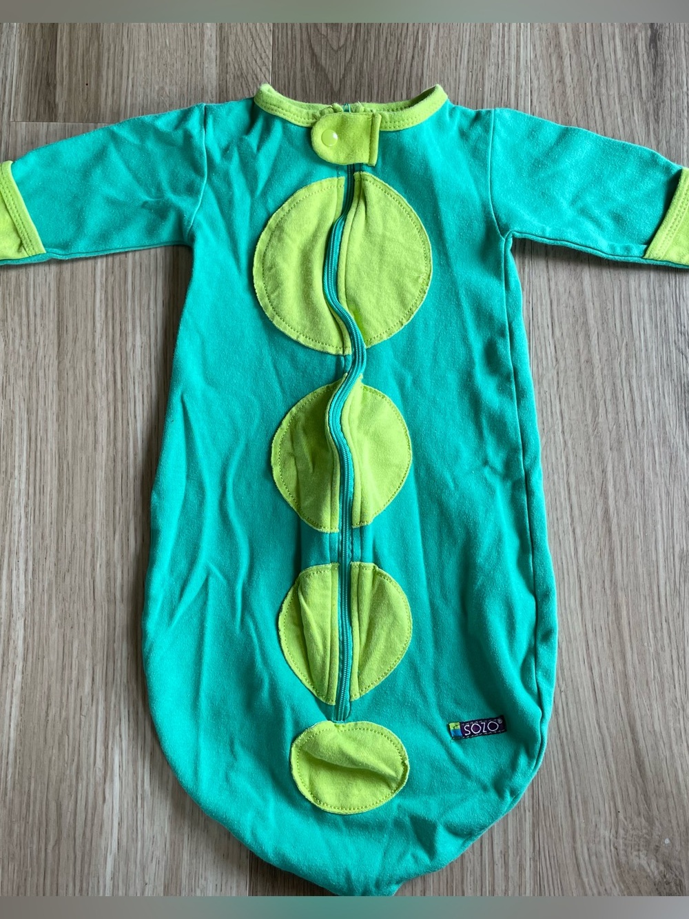 SOZO Baby Cotton Wearable Blanket Sleep Sack 0-6 Months Green Sweet Pea Zip-Up
